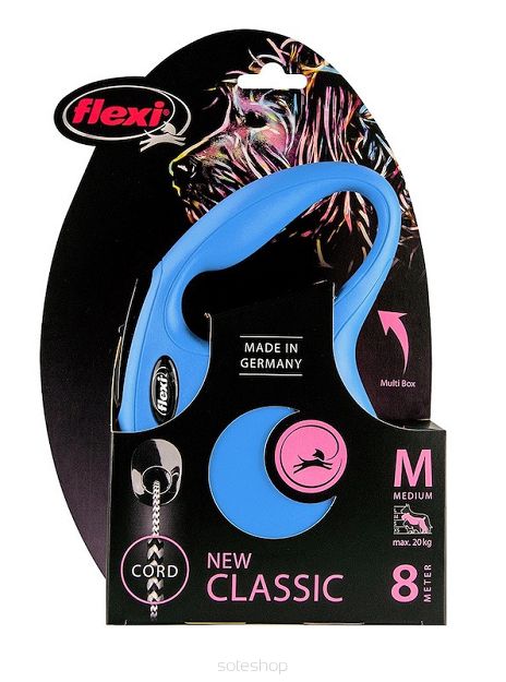 Flexi – New Classic M – linka, 8m, do 20kg – niebieska