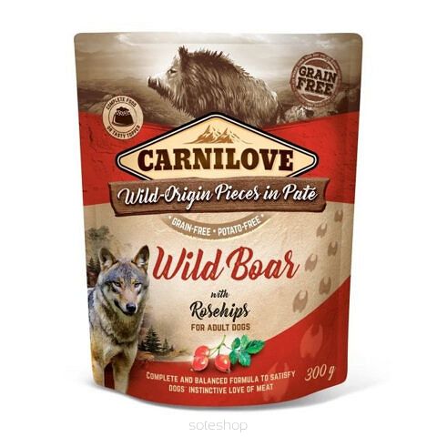 Carnilove Dog – Adult Wild Boar & Rosehips 300g – Dzik z owocami dzikiej róży