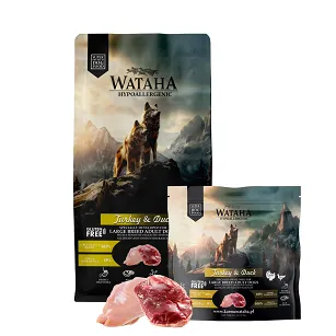 WATAHA HYPOALLERGENIC KARMA SUCHA DLA DOROSŁYCH PSÓW RAS DUŻYCH I OLBRZYMICH INDYK Z KACZKĄ I RYŻEM