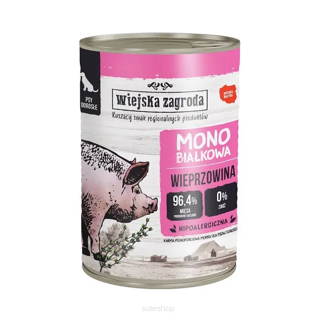 Wiejska Zagroda - Wieprzowina 400g - Monoproteinowa karma dla psa dorosłego