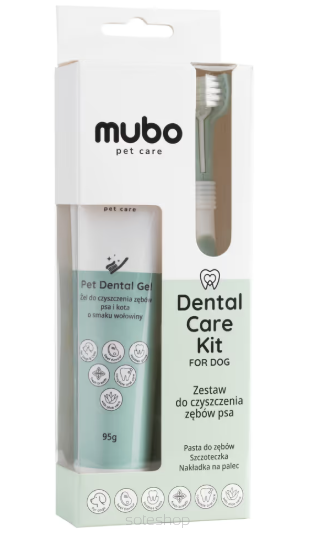 Mubo Dental Care Kit - zestaw do czyszczenia zębów psa, pasta, szczoteczka i nakładka na palec
