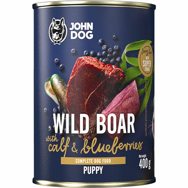 JOHN DOG- Karma mokra dla szczeniaka Dzik z cielęciną i jagodami Berry Line Junior