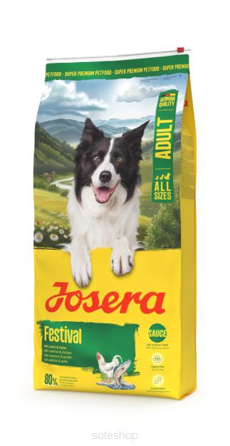 Josera FESTIVAL Bezglutenowa, sucha karma z łososiem i kurczakiem w pysznym sosie dla wybrednych psów 900g