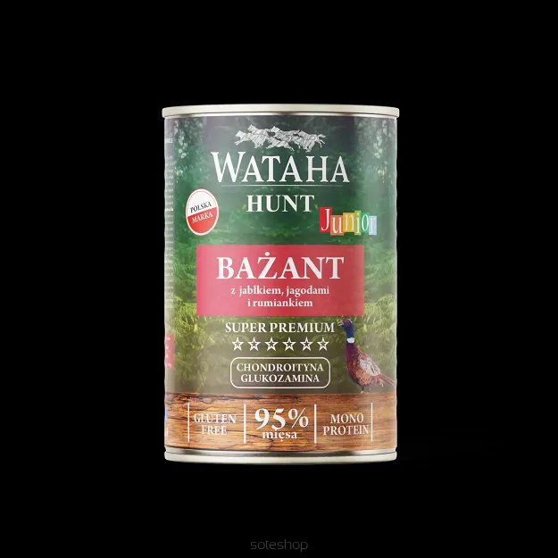 Wataha Hunt Mono Protein 95% Junior Bażant z Jabłkiem, Jagodami i Rumiankiem 800g