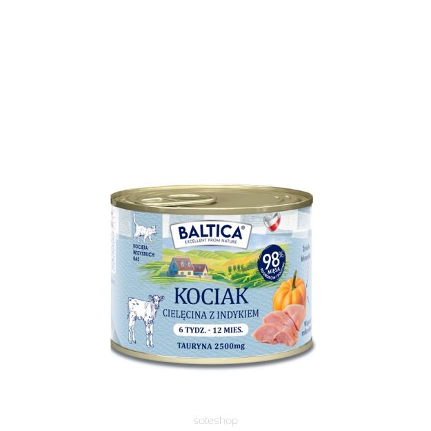 Baltica – Cielęcina z indykiem 185g – Karma dla kociaków