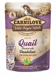 Carnilove Cat – Adult Sterilised Quail & Dandelion 85g – Przepiórka z mniszkiem lekarski