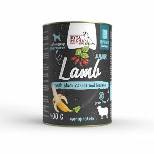 Syta Micha – Jagnięcina z czarną marchwią i bananem JUNIOR – Nowa receptura