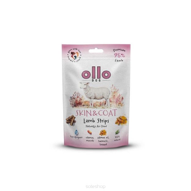 Ollo – Air Dried – Skin & Coat Lamb Strips 80g – Jagnięcina – Przysmaki funkcyjne dla psa