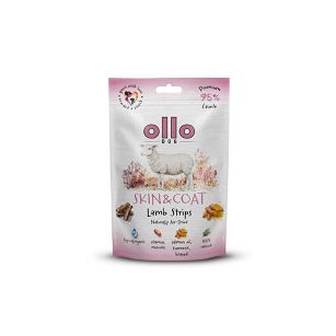 Ollo – Air Dried – Skin & Coat Lamb Strips 80g – Jagnięcina – Przysmaki funkcyjne dla psa