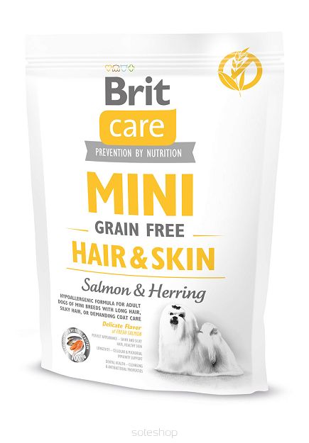 Brit Care Mini Grain-Free Hair & Skin, łosoś i śledź, 2kg