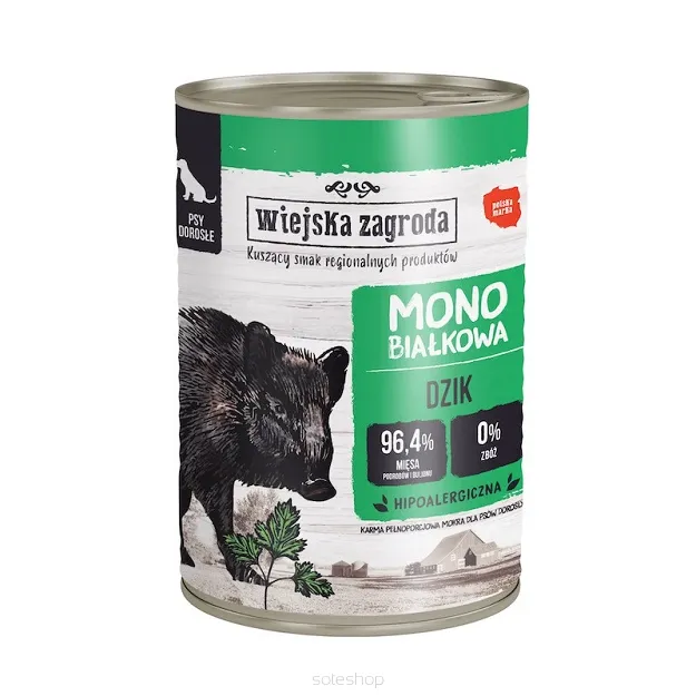 Wiejska Zagroda - Dzik 400g - Monoproteinowa karma dla psa dorosłego