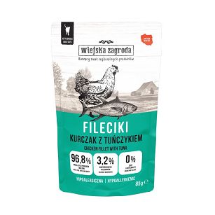 Wiejska Zagroda – Fileciki Kurczak z tuńczykiem 85g – Mokra karma dla kota