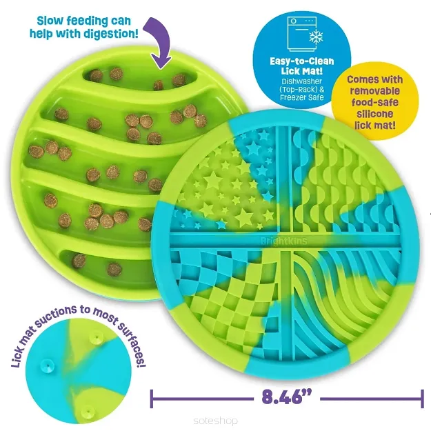 Brightkins -Łamigłówka Miska spowalniająca -CIRCLE 2-in-1 SLOW FEEDER BOWL & LICK MAT