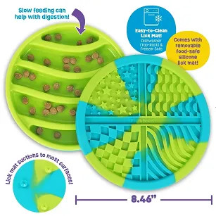 Brightkins -Łamigłówka Miska spowalniająca -CIRCLE 2-in-1 SLOW FEEDER BOWL & LICK MAT
