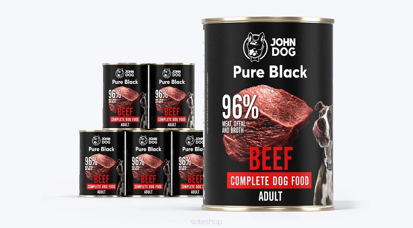 John Dog Monobiałkowa karma mokra dla psa Jeleń Pure Black Wołowina 400g