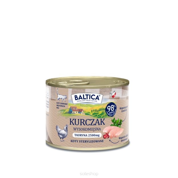 Baltica – Kurczak 185g – Monoproteinowa karma dla kotów dorosłych