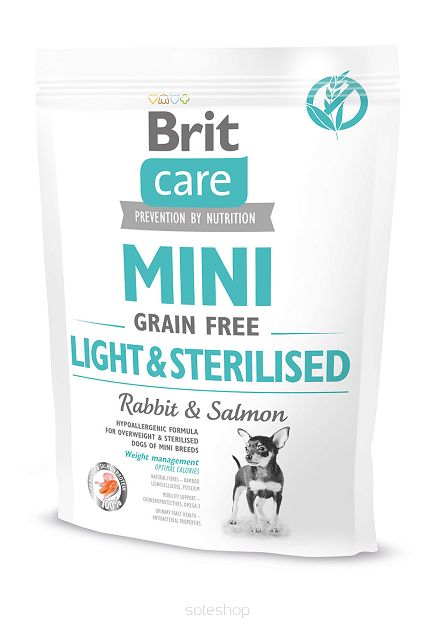 Brit Care Mini Grain-Free Light & Sterilised, królik i łosoś, 2kg