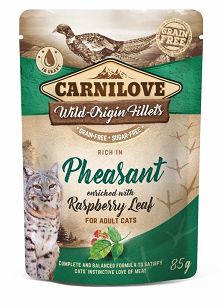 Carnilove Cat – Adult Pheasant & Raspberry Leaf 85g – Bażant z liśćmi malin