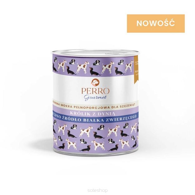 Perro – Gourmet Junior 800g – Królik z dynią – Monobiałkowa formuła dla szczeniąt wszystkich