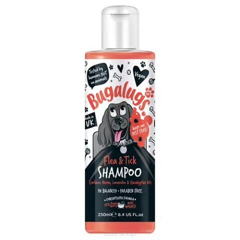 Bugalugs – Flea & Tick Shampoo 250ml – Szampon przeciw pchłom i kleszczom dla psa, z olejkiem Neem