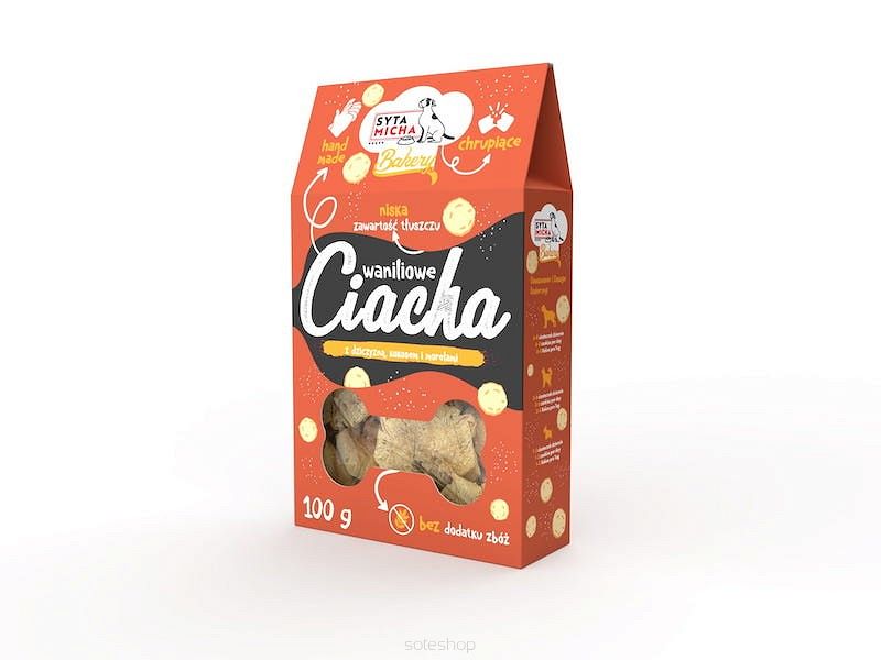 Syta Micha – Ciacha 100g – Waniliowe ciacha z dziczyzną, kokosem i morelami