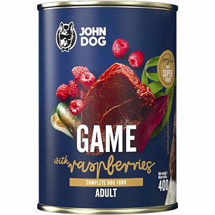 John Dog Karma mokra dla psa Dziczyzna z malinami Berry Line 400g