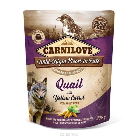 Carnilove Dog – Adult Quail & Yellow Carrot 300g – Przepiórka i żółta marchew