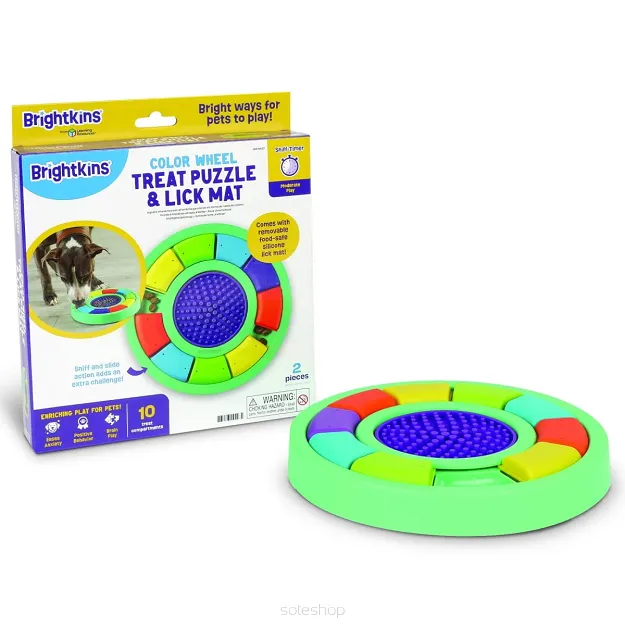 Brightkins -Color Wheel Treat Puzzle & Lick Mat – interaktywna łamigłówka i mata do lizania 2w1 | Ø 25 cm