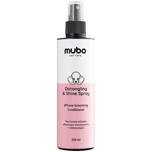 Mubo – Detangling & Shine Spray 250ml – Dwufazowa odżywka ułatwiająca rozczesywanie i nabłyszczająca, dla psa i kota