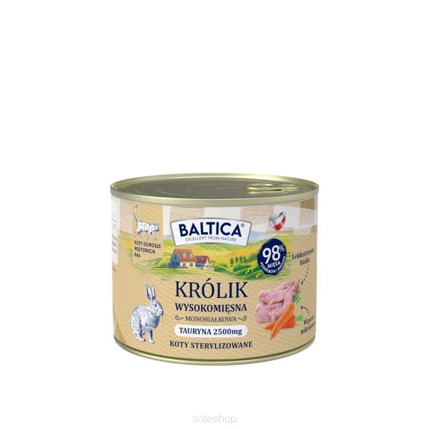 Baltica – Królik 185g – Monoproteinowa karma dla kotów dorosłych