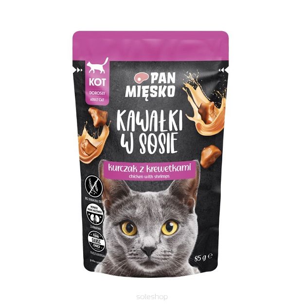 Pan Mięsko – Kot 85g – Kawałki w sosie Kurczak z krewetkami