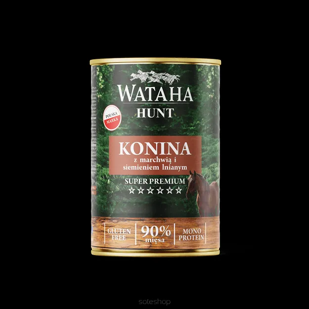 Wataha Hunt Mono Protein 90% Adult Konina z Marchewką i Siemieniem Lnianym 400g