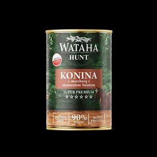 Wataha Hunt Mono Protein 90% Adult Konina z Marchewką i Siemieniem Lnianym 400g