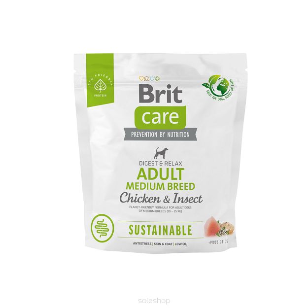 Brit Care Dog Sustainable Adult Medium Breed, kurczak i owady, 1 kg