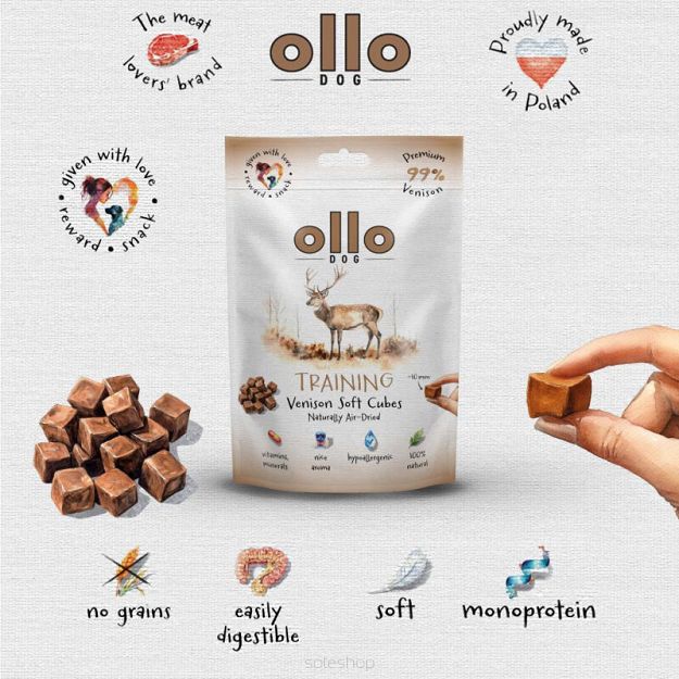 Ollo – Air Dried – Venison Soft Training Cubes 80g – Jeleń – Przysmaki dla psa