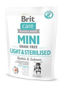 Brit Care Mini Grain-Free Light & Sterilised, królik i łosoś, 400 g