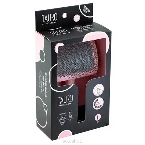 Tauro – TPL Szczotka z plastikowym trzonkiem, miękkie piny stal nierdzewna 25 mm, różowa 17.5×10.6×6.2 cm