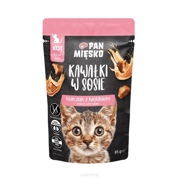 Pan Mięsko – Kociak 85g – Kawałki w sosie Kurczak z królikiem