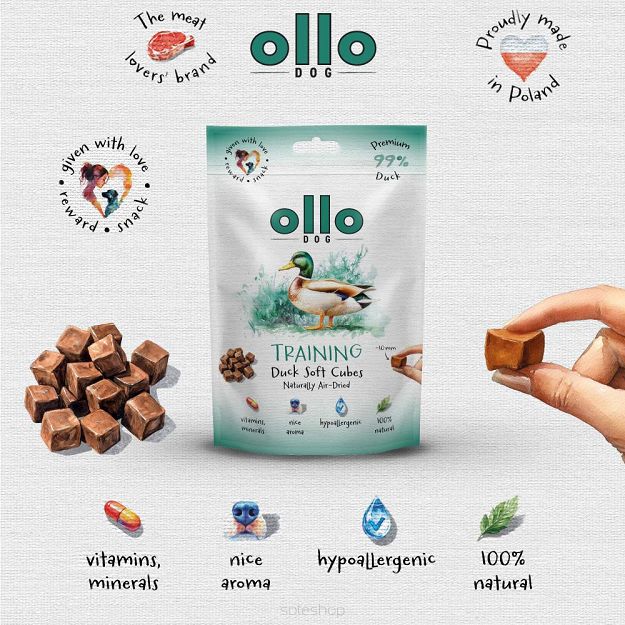 Ollo – Air Dried – Duck Soft Training Cubes 80g – Kaczka – Przysmaki dla psa