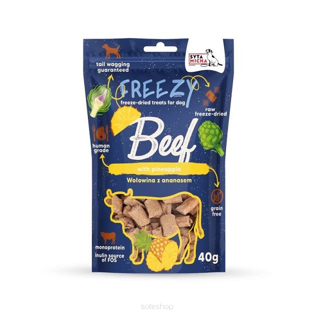 Syta Micha – FREEZY 40g – Wołowina z ananasem – Liofilizowane przysmaki dla psa