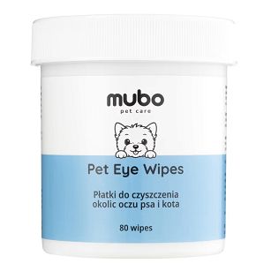 Mubo – Pet Eye Wipes 80szt. – Jednorazowe płatki do okolic oczu psa i kota, nasączone płynem czyszczącym
