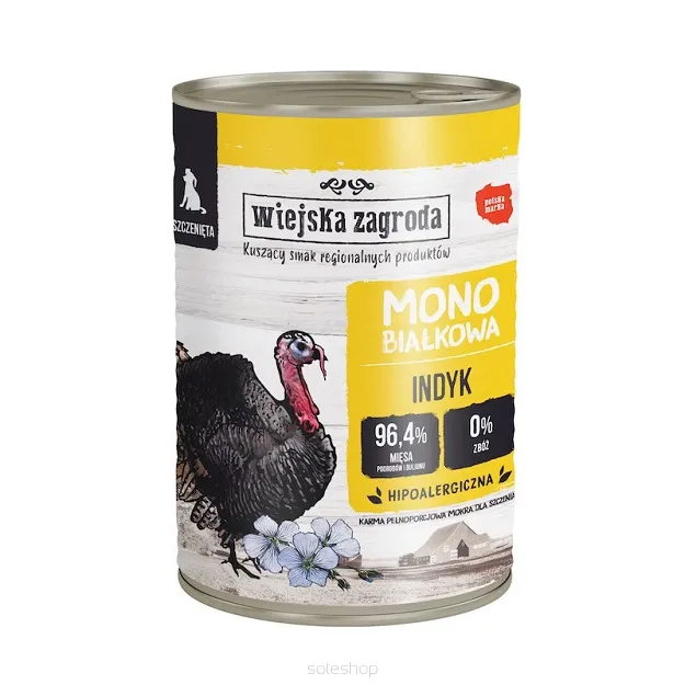 Wiejska Zagroda - Indyk 400g - Monoproteinowa karma dla szczeniąt