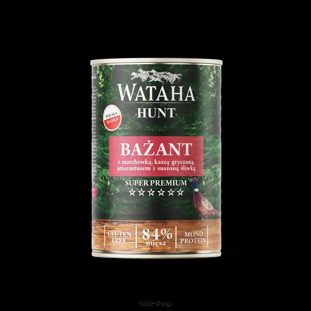 Wataha Hunt Mono Protein 84% Adult Bażant z Marchewką , Kaszą Gryczaną, Amarantusem i Suszoną Śliwką 800g
