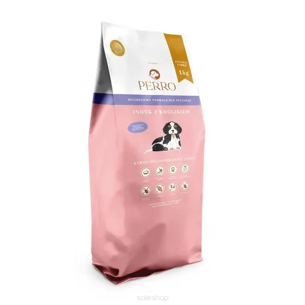 Perro - Junior Indyk z królikiem 9kg - Bezzbożowa formuła dla szczeniąt średnich i dużych ras