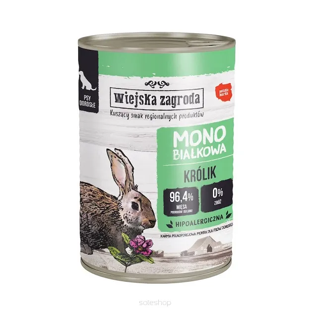 Wiejska Zagroda - Królik 400g - Monoproteinowa karma dla psa dorosłego