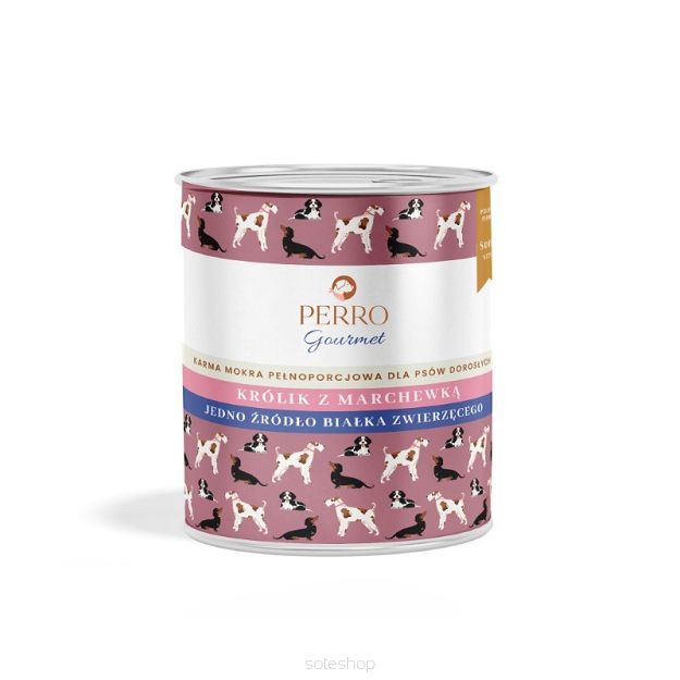 Perro – Gourmet 800g – Królik z marchewką – Monobiałkowa formuła dla psów dorosłych