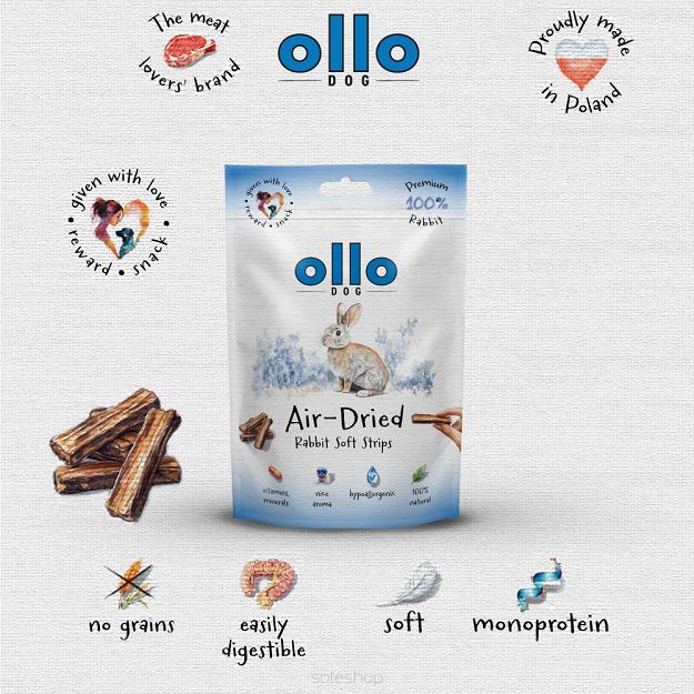 Ollo – Air Dried – Rabbit Soft Strips 80g – Królik – Przysmaki dla psa