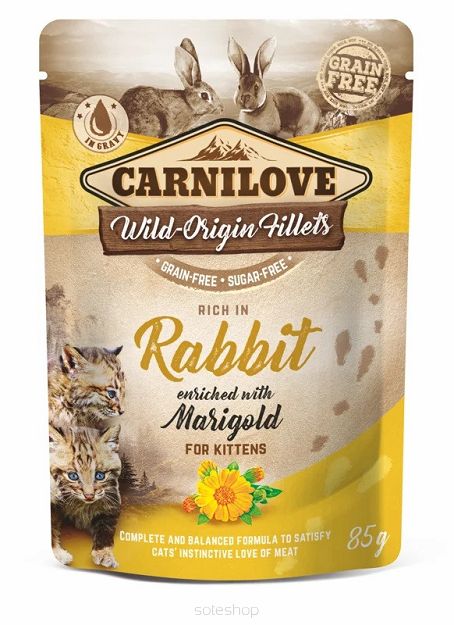 Carnilove Cat – Kitten Rabbit & Marigold 85g – Królik z nagietkiem dla kociąt