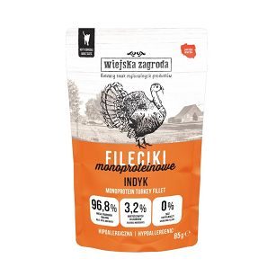 Wiejska Zagroda – Fileciki z indyka 85g – Monoproteinowa mokra karma dla kota