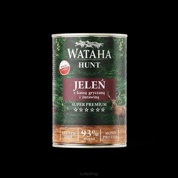 Wataha Hunt Mono Protein 93% Adult Jeleń z Kaszą Gryczaną i Żurawiną 400g